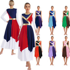 Women Dress Color Block Praise Dance Dress Liturgical Dancewear Worship Overlays for sale  Shipping to South Africa