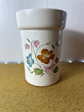 1950's Vintage Treasure Craft Ceramic Canister Blue/White/Orange Floral (NO LID) for sale  Shipping to South Africa
