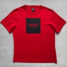 Używany, Barbour International T-shirt Bawełniany Męski XXL Czerwony Okrągły dekolt Klatka piersiowa Logo Spell Out na sprzedaż  PL