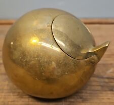 Sphere Ashtray Brass Orb With hinged Lid MCM round metal heavy retro vintage, used for sale  Shipping to South Africa