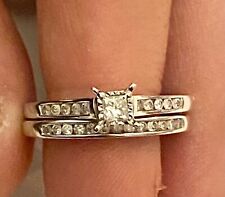 10K White Gold Princess Cut Round Diamond Wedding Bridal Set Rings Ring Band Sz9 for sale  Shipping to South Africa