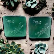 Suporte de vela pilar peso papel em relevo azulejo vidro verde DRAGONFLY 4,25" comprar usado  Enviando para Brazil