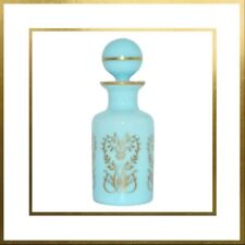 Used, French Portieux Vallerysthal Blue Opaline Toilet Water Bottle Gold Decor. VGC   for sale  Shipping to South Africa