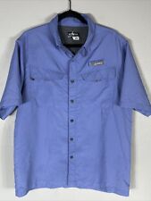 Camisa masculina pesca Habit ventilada com botão azul médio UPF 40+ fator solar, usado comprar usado  Enviando para Brazil