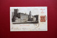Cartolina Ricordo di Carpi Castello dei Pio 1900 Viaggiata Animata Modena usato  Italia