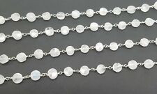 Rainbow Moonstone Coin Faceted 5-7mm Rosary Beaded Chain Silver Plated 3 Feet for sale  Shipping to South Africa