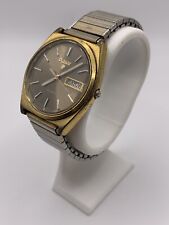 VINTAGE PULSAR QUARTZ WATCH DAY DATE GOLD TONE MENS Y563-8119 Needs Battery, used for sale  Shipping to South Africa