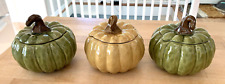 three 3 ceramic pumpkins for sale  Greenville