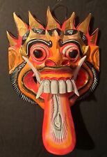 "Máscara de madera vintage indonesia indonesia Bali negra Rangda mitología arte de pared 8""" segunda mano  Embacar hacia Argentina