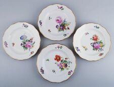 Royal Copenhagen Sachian Flower. Four dinner plates with hand-painted flowers. for sale  Shipping to South Africa