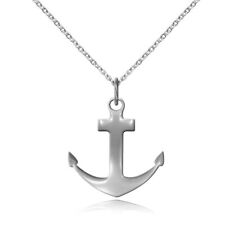 Stainless Steel Necklace with Anchor Pendant Sea Silver Maritime Boat Fixing for sale  Shipping to South Africa