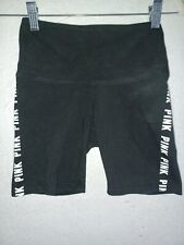 Shorts VICTORIA SECRET PINK preto XS ioga feminino fita logotipo bicicleta curta comprar usado  Enviando para Brazil