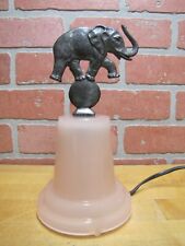 CIRCUS ELEPHANT ON BALL Art Deco Budoir Tiered Pink Glass Lamp Figural Topper, usado comprar usado  Enviando para Brazil