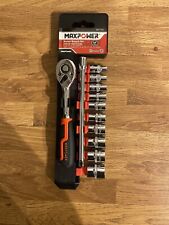 MAXPOWER 12-Pieces Metric Drive Socket Set with 72-Teeth 1/4'' Quick-Release Bar for sale  Shipping to South Africa