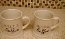 PAIR WHITE UNBRANDED TANKARDS BUT FIRST COFFEE 11CM HIGH 9CM DIAMETER  for sale  CHESTER