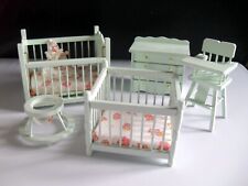 DOLLS HOUSE NURSERY COT HIGHCHAIR WALKER PLAYPEN DRAWERS BABY MINT 1:12TH M4 for sale  Shipping to South Africa