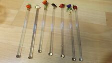7x  Vintage Long Glass Swizzle/Cocktail Sticks. Fruit.  fish . 2c for sale  Shipping to South Africa