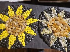 Set of 2 Plow & Hearth Sunflower Rock Stepping Stones for sale  Shipping to South Africa