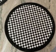 Black/White Checkered Round Double Side Placemats-Free Mackenzie Childs Gift, used for sale  Shipping to South Africa
