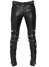 Leather Lambskin Track Pants Motor Black Zipper Biker Stylish Men Designer for sale  Shipping to South Africa