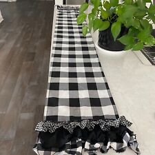 Xadrez de búfalo preto branco decoração de mesa de fazenda babado corredor 82" x 13,5" comprar usado  Enviando para Brazil