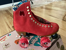 Suede Moxi Lolly Poppy Red Roller Skates Size 6 (Women’s 7-7.5) - Missing Laces for sale  Shipping to Canada
