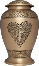 Angel Heart Urn - Gold Winged - Brass - up to 200 lbs - 2065 - Marked for sale  Hackensack