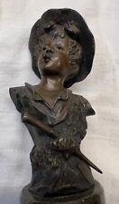Busto de bronce de niño sobre pedestal de mármol. C. XIX francés. Un pequeño pecador? segunda mano  Embacar hacia Argentina