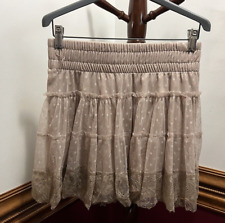 Usado, Mini-saia Wet Seal feminina júnior crochê forrada de renda tamanho M bege 27 x 16 polegadas comprar usado  Enviando para Brazil