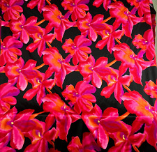 Vintage Gilbert Frank Colorido Brilhante Tecido Floral Lycra Elástico Rosa Vermelho Preto comprar usado  Enviando para Brazil