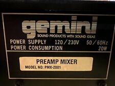 GEMINI PMX-2001 Stereo 4 Ch PRE-AMP DJ Pro Mixer/EQ.Universal USA/Europe voltage for sale  Shipping to South Africa
