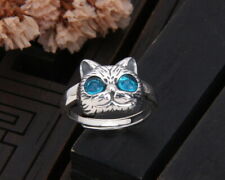 B25 Ring Cat Face com olhos azuis 925 prata esterlina para dedo pequeno comprar usado  Enviando para Brazil