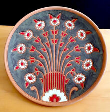 BONIS POTTERY RHODES GREECE ORIGINAL HANDMADE TERRACOTTA FLORAL PLATE for sale  Shipping to South Africa