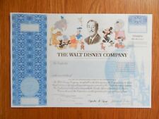 Walt Disney World stock certificate COPY of original document 10 3/4" X 6 1/2" for sale  New York