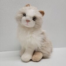 Jaag Kitty Cat 9" White Cream Brown Fluffy Plush Golden Eyes for sale  Shipping to South Africa