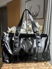 Used, Genuine Emporio Armani Made in Italy Black Patnet leather handbag shoulder bag  for sale  Shipping to South Africa