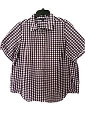 Blusa ROAMAN'S Plus Sz 20W Roxa Branca Gingham Manga de Gravata Top Relaxado Nova comprar usado  Enviando para Brazil