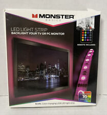 Tira de luz LED universal Monster Basics para monitor de TV PC 6,5 ft 16 colores vivos segunda mano  Embacar hacia Argentina