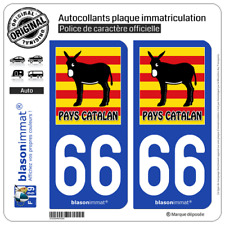 2 Stickers autocollant plaque immatriculation : 66 Pays Catalan - Burro Drapé, occasion d'occasion  Balaruc-les-Bains