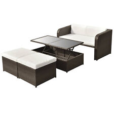 Tidyard 4 Piece Patio  Set  White Cushioned Sofa with Glass Tabletop Coffee O1G4 for sale  Shipping to South Africa