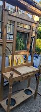 vintage hall coat stand / with mirror / hooks /key pine wood. for sale  ELY