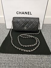 Bolsa tiracolo Chanel preta CC couro aba carteira corrente personalizada  comprar usado  Enviando para Brazil