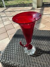 Used, Antique Cornucopia Red Art Glass Vase for sale  Shipping to South Africa