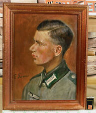 Illisible Signé Souchi Antique Peinture À L'Huile Portrait Soldat 2. Wk II for sale  Shipping to Canada