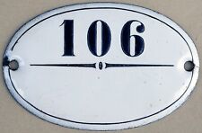 Antique black French house number 106 storage unit plaque enamel sign notice for sale  Shipping to Ireland