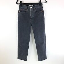 Re/Done 70's Stove Pipe Jeans Raw Hem Button Fly High Waist Black 26 for sale  Shipping to South Africa