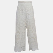 Pantalones Zimmermann blancos bordados algodón meridiano recortados M segunda mano  Embacar hacia Argentina