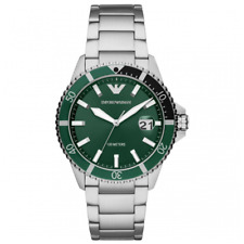 Emporio Armani AR11338 relógio masculino prata aço inoxidável genuíno com mostrador verde comprar usado  Enviando para Brazil