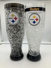 Lote de 2 copos de vidro Pittsburgh Steelers 16 oz freezer plástico cristal Pilsner, usado comprar usado  Enviando para Brazil