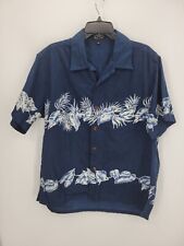 CSI Hawaii Shirt Mens XL Blue White Floral Hawaiian Tropical Short Sleeve Camp for sale  Shipping to South Africa